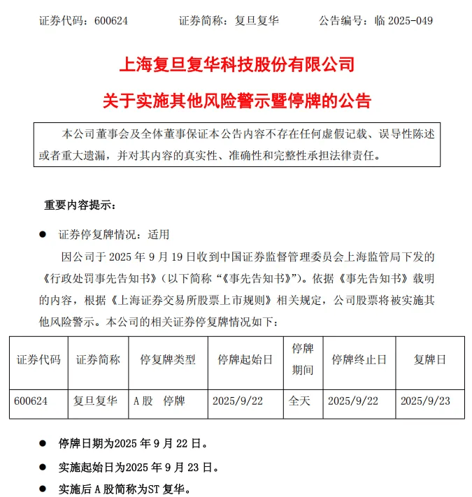 停牌！600624<strong></p>
<p>中国火币网</strong>，将被ST